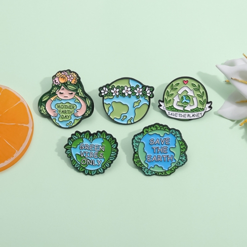 Surewin Crafts Custom Design Save the Earth Lapel Pins Soft Enamel Pin Badges with Butterfly Clutch