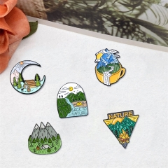 Surewin Crafts Outdoor Scenery Nature View Hard Soft Enamel Pins Custom Fashion Clothing Tent Camping Potion Metal Pins Badges